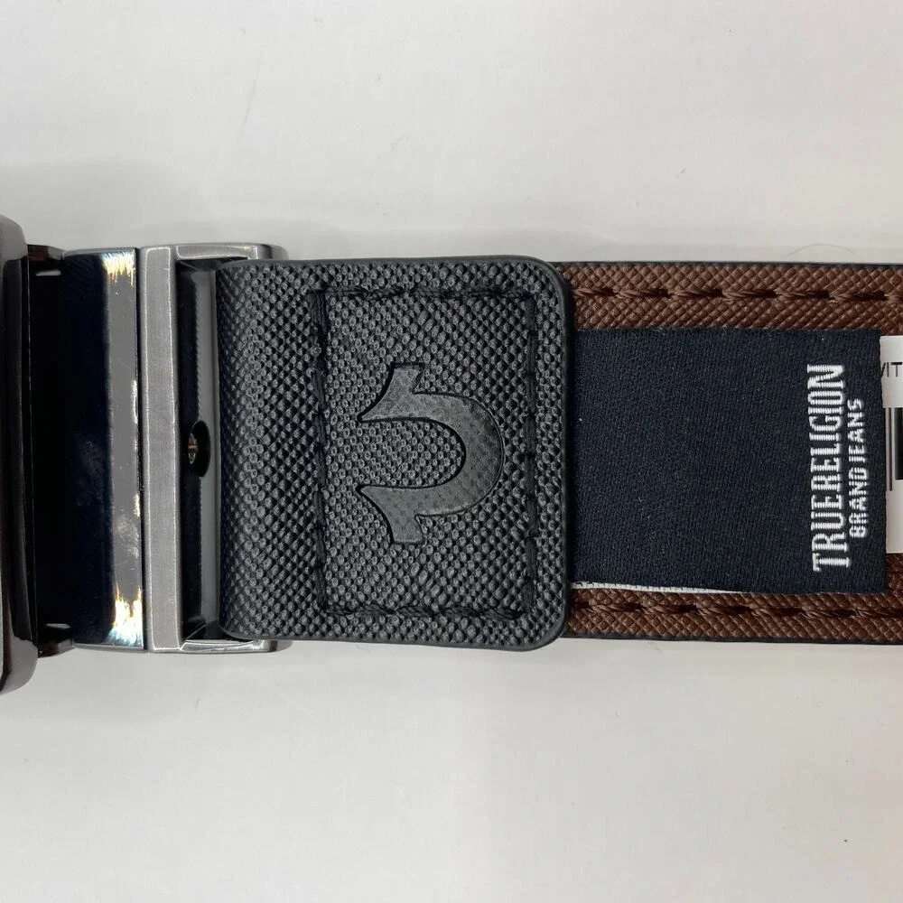 True Religion Reversible Buckle Belt Men Size 36 Black Brown Classic Preppy NWT
